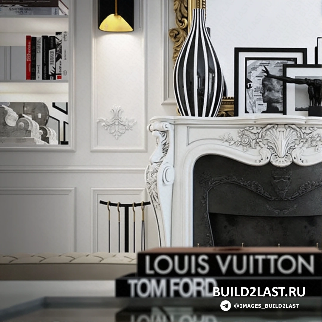 Декор в черно-белых тонах, простые элементы.