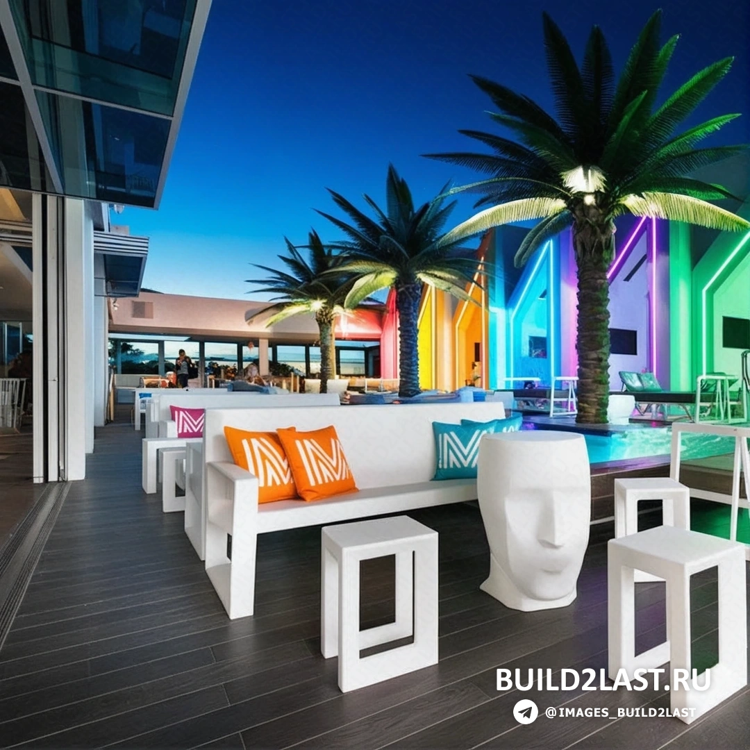 Гости пляжного клуба наслаждаются коктейлями на террасе