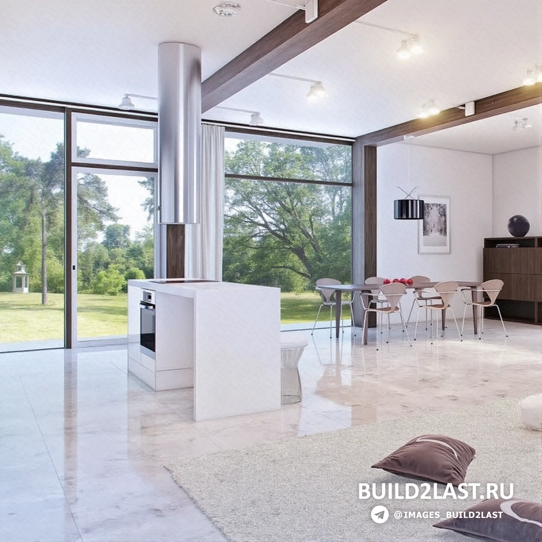 Гостиная с минималистичной мебелью, включающей простые линии и отсутствие лишних украшений