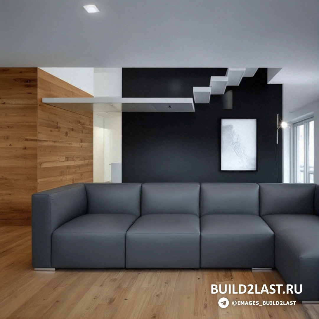 Кухня с кухонным островом, мебелью и смесителем в стиле хай-тек. Декоративные покрытия и светлое дерево.