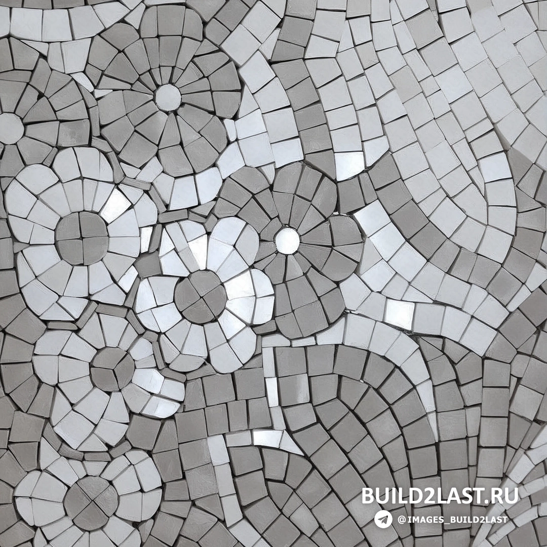 Мозаичный узор, выполненный вручную из камня разных форм и цветов