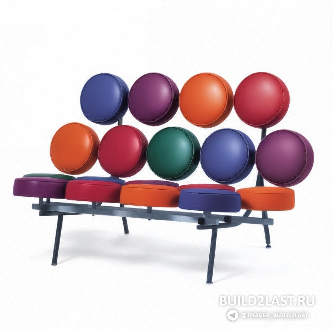 Поп-арт пуф в ярких цветах и кресло в одном стиле