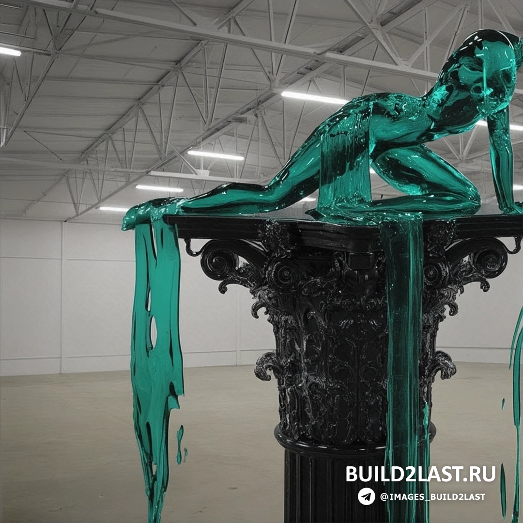 Современная стеклянная скульптура с эффектом витража, сочетающая яркие и холодные оттенки