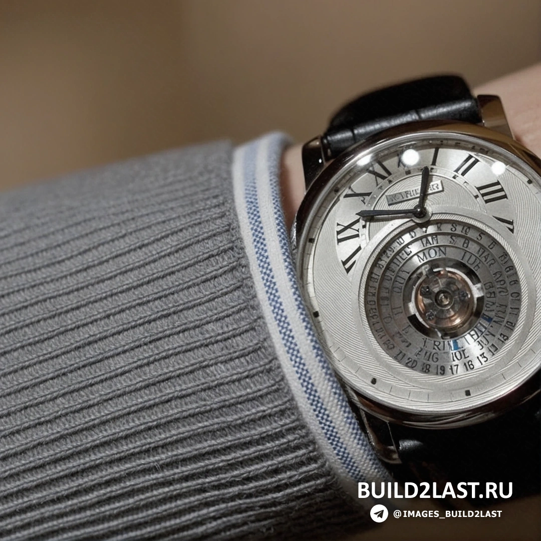 Вид часов Rotonde de Cartier Astrocalendaire с фокусом на их уникальном дизайне и сложном механизме